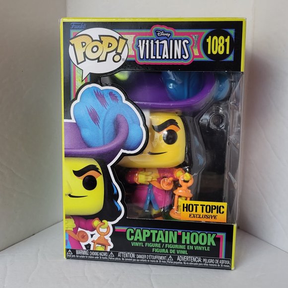 Disney Villains Pop! Captain Hook (Blacklight) Vinyl‎ Figure Hot Topic Exclusive - Picture 1 of 6